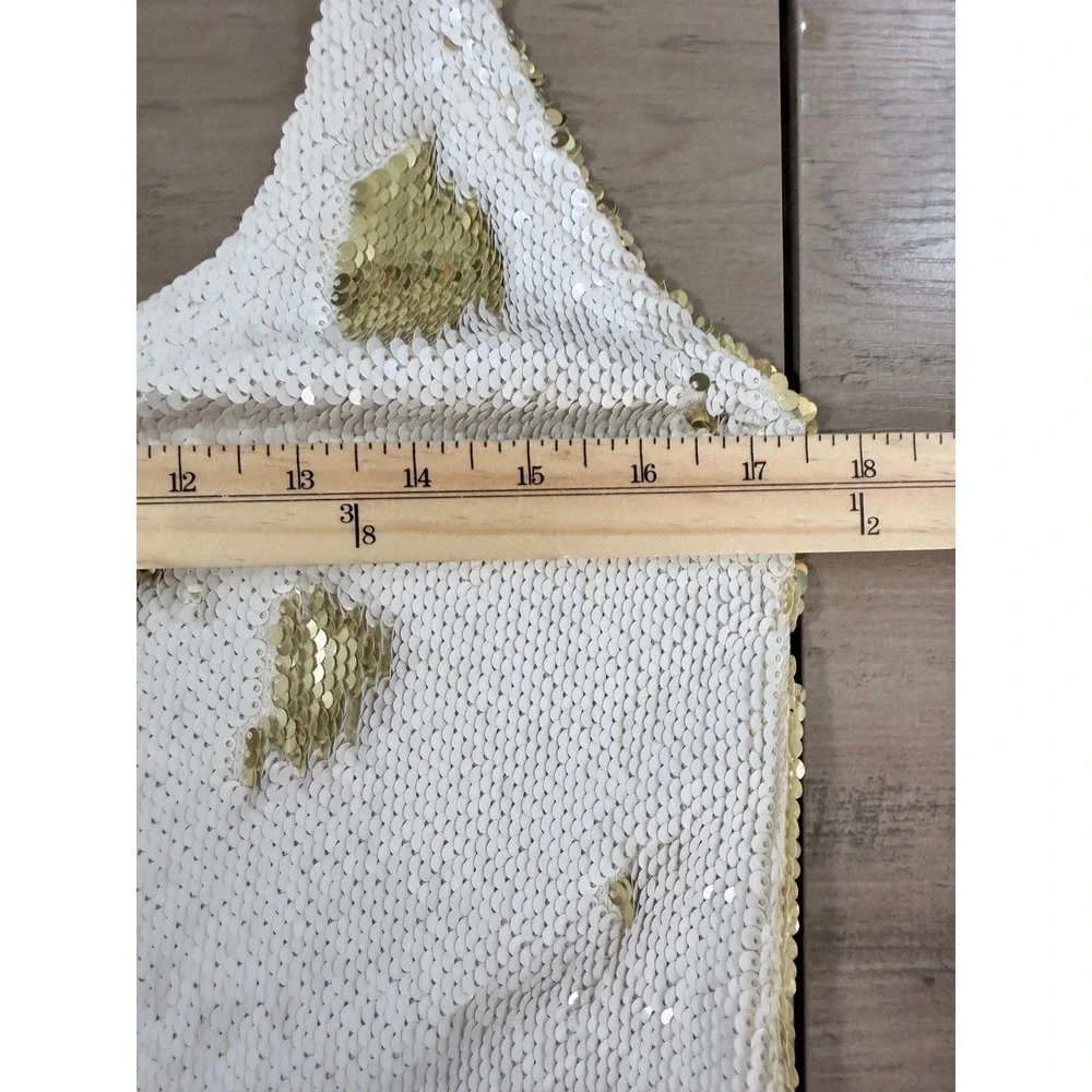 Intimately Free People Seeing Double Reverse Sequin Slip Mini Dress Gold Whit LG